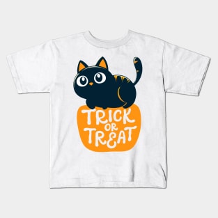 Cute Pumpkin Black Cat Lover Trick or Treat Funny Women Men Kids Kids T-Shirt